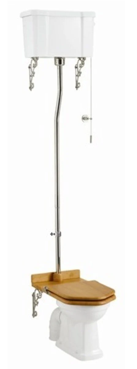 Luxury Art Nouveau toilet white / oak high hanging with ceramic cistern - baroque style antique style