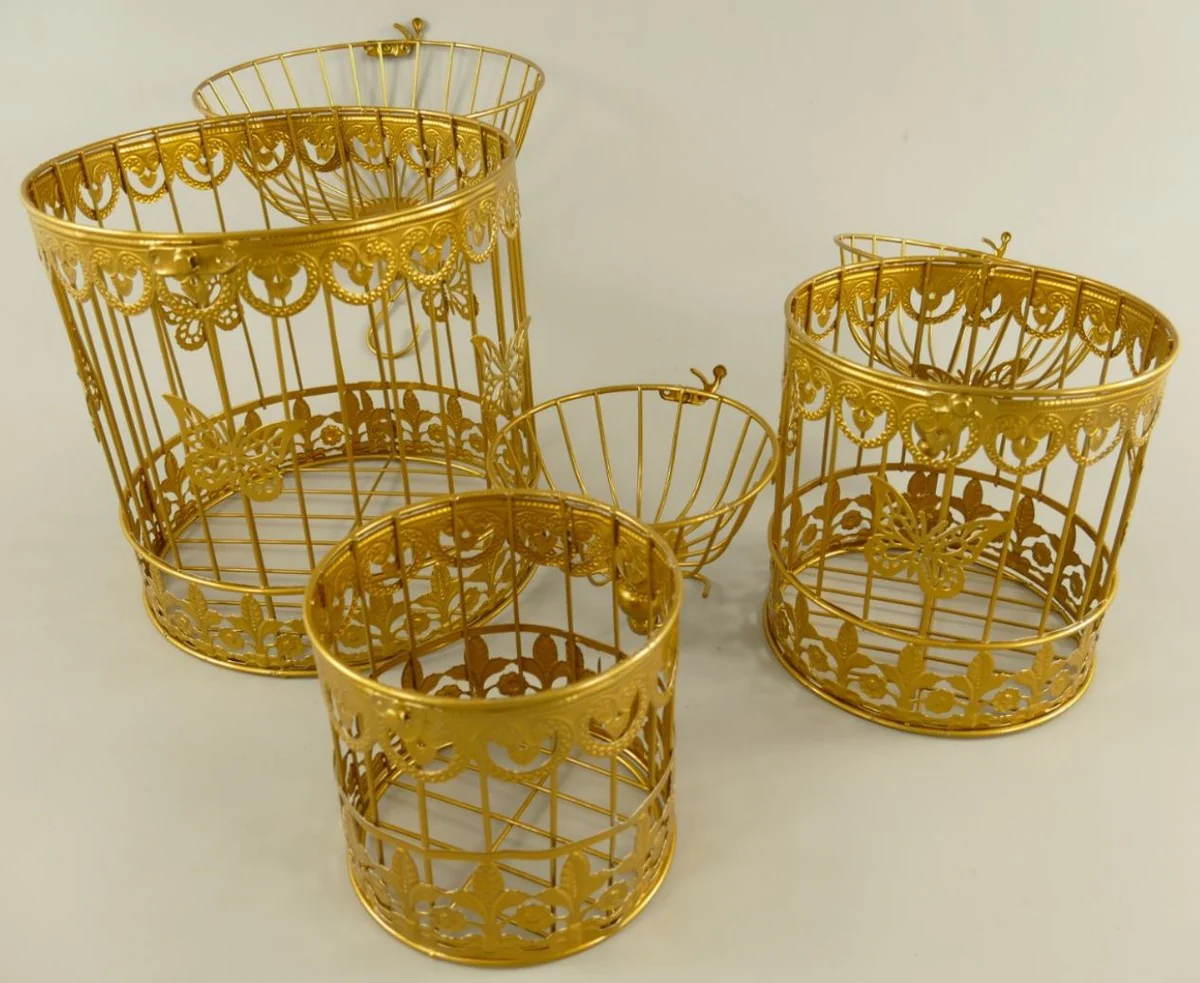 Art Nouveau Cage Set of 3 Gold - Decorative Metal Cages - Living Room Decoration - Garden Decoration - Baroque & Art Nouveau Decorative Accessories