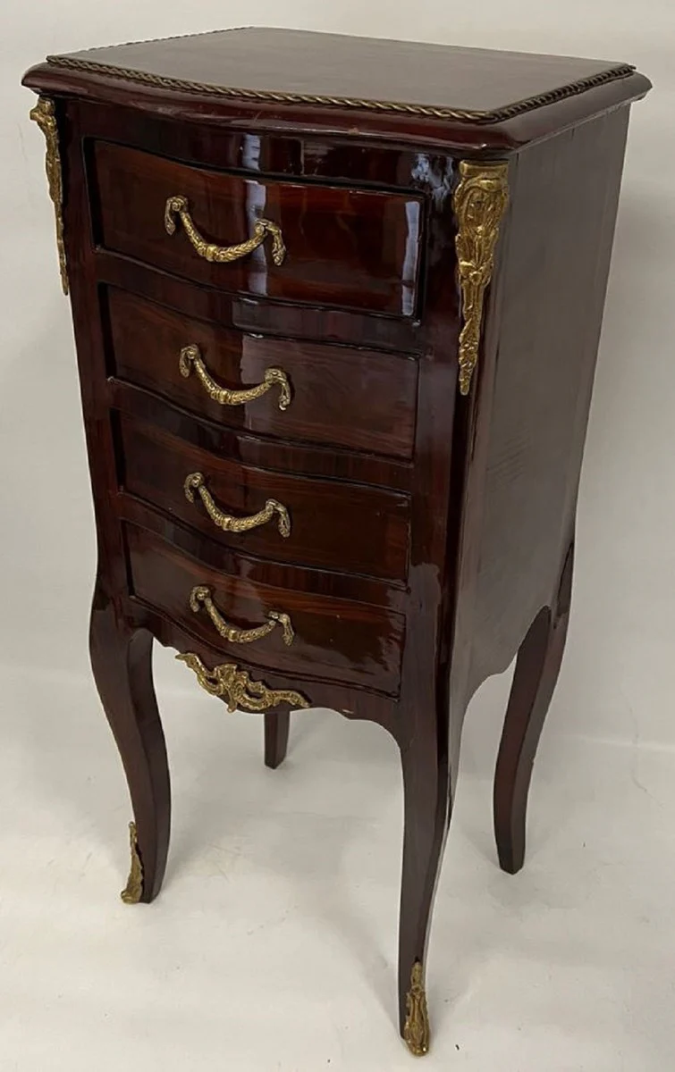 Baroque chest of drawers with 4 drawers dark brown / brass - handmade solid wood chest of drawers in baroque style - handmade baroque furniture - noble & magnificent