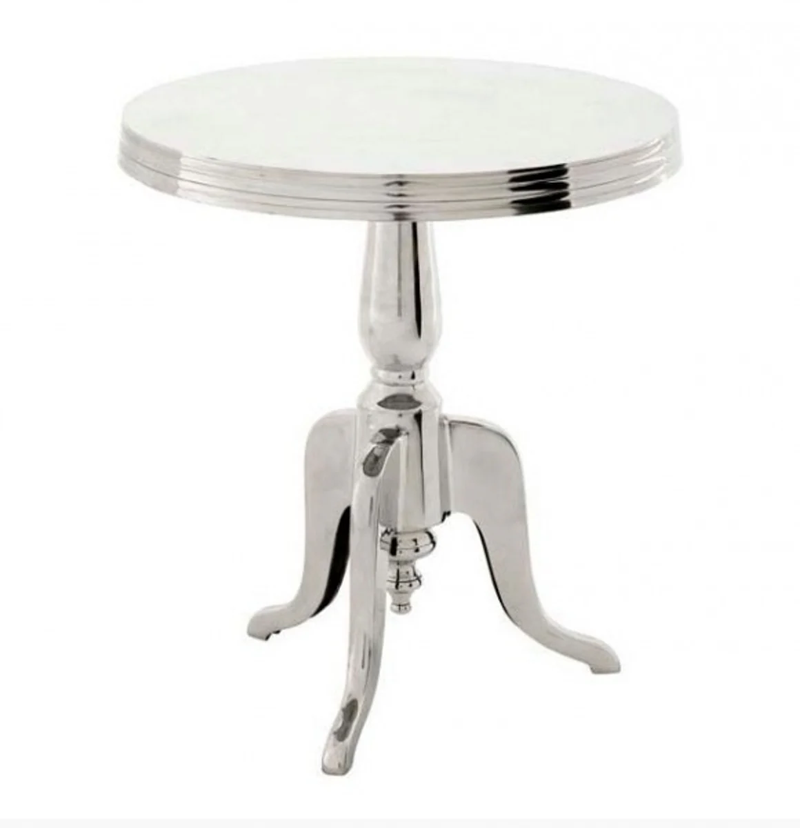 Designer luxury side table Silver height: 60 cm, diameter 55 cm - stainless steel stool - nickel finish