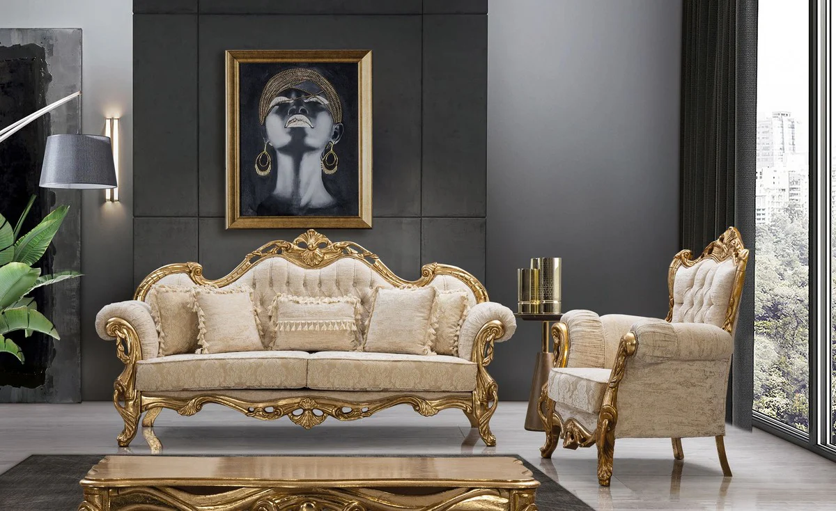 Luxury Baroque coffee table gold 115 cm - Baroque style living room furniture