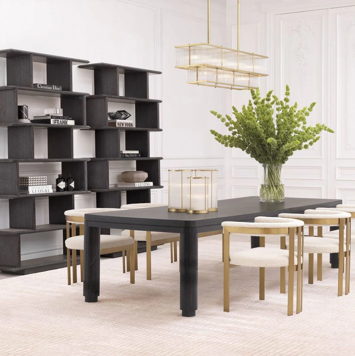 Luxury dining table anthracite gray 300 x 115 x H. 76 cm - Solid wood kitchen table - Rectangular dining room table - Luxury dining room furniture