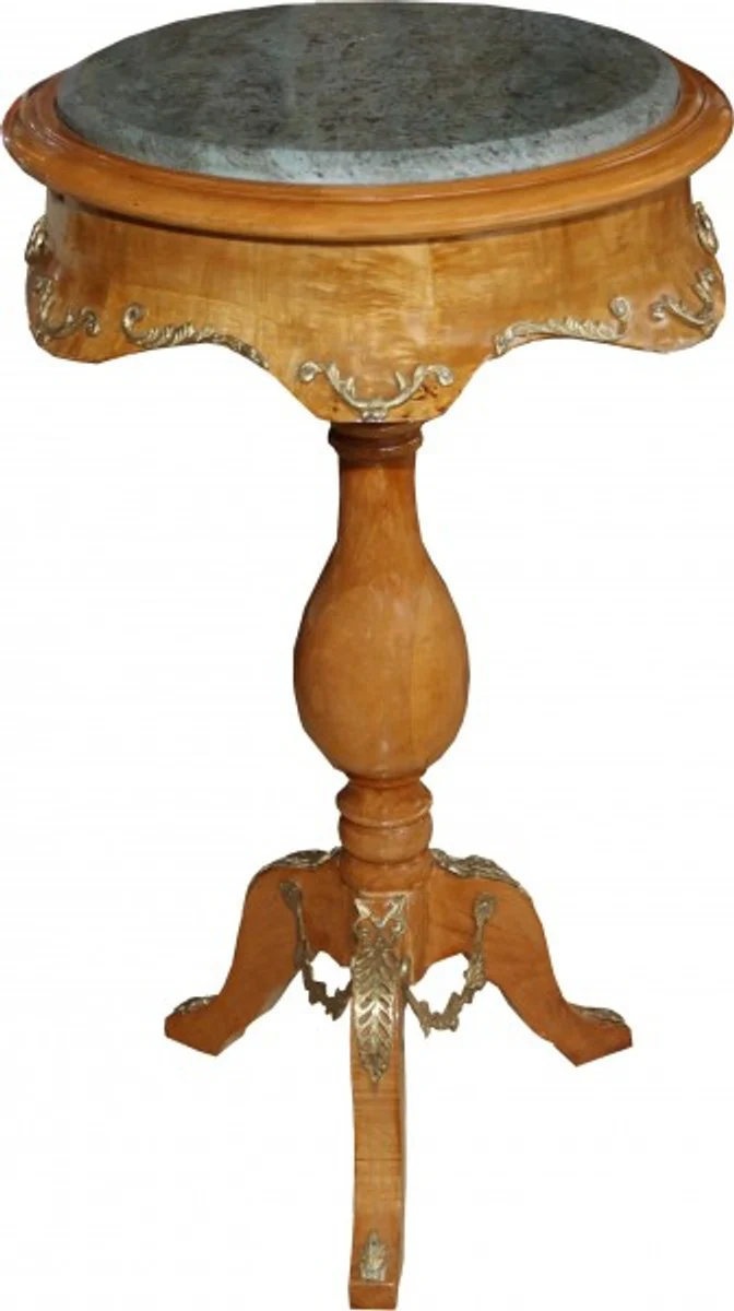 Baroque side table model mahogany light brown with marble top 70 x 41 cm