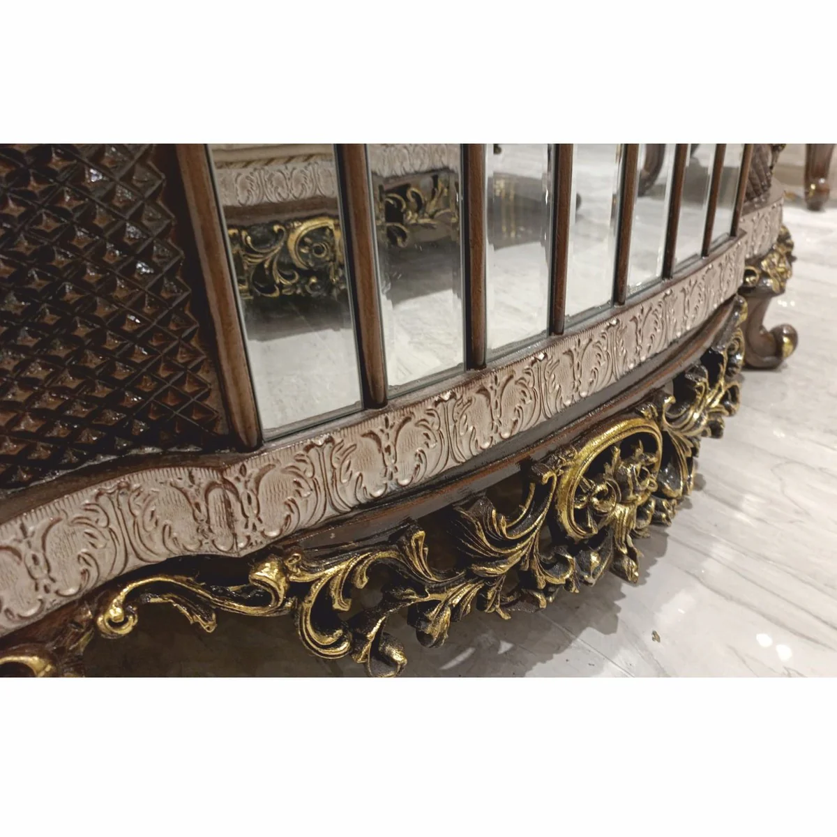 Luxury baroque coffee table beige / brown / gold 125 cm - baroque style living room furniture