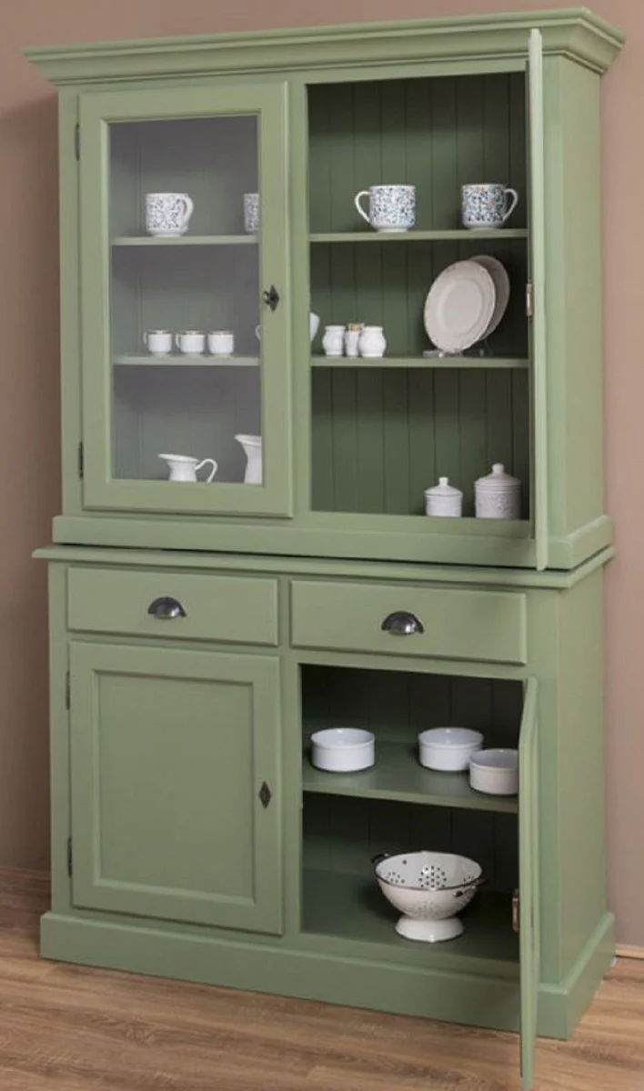 Country house style dining room cabinet green 126 x 45 x H. 200 cm - solid wood kitchen cabinet - dining room furniture in country house style - country house style furnishings - dining room furnishings