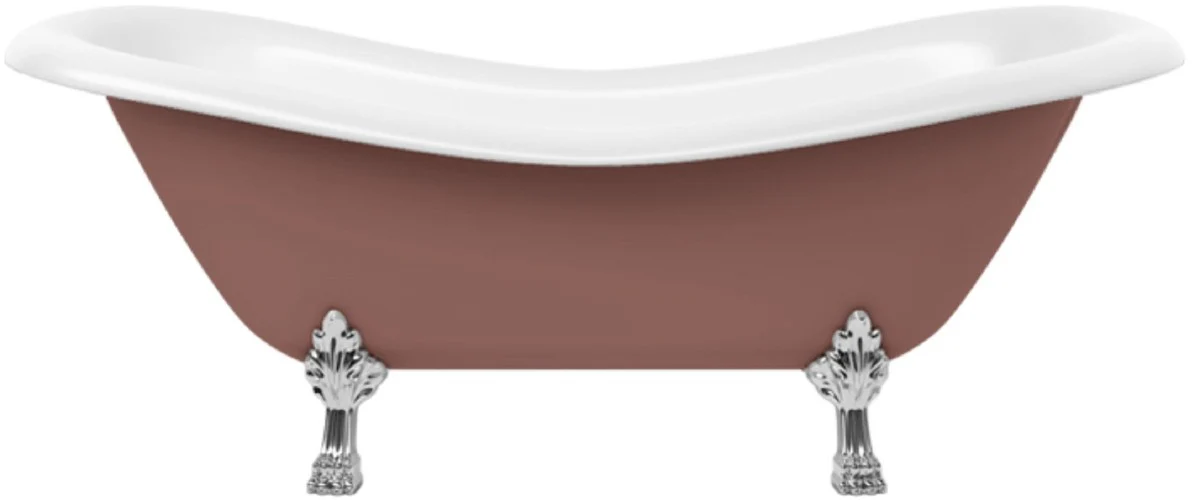Art Nouveau bathtub brown / white / silver 188 cm - Freestanding retro style bathtub