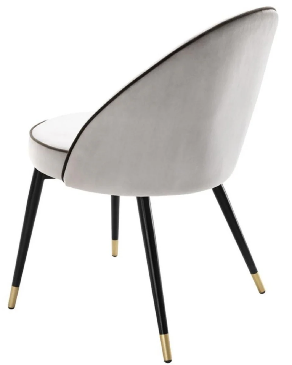 Luxury dining room chair set light gray / black / brass 55 x 64 x H. 83 cm - Dining room furniture - Luxury collection