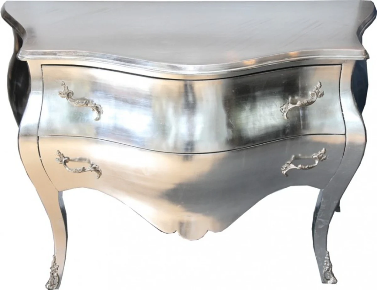 Baroque chest of drawers silver - handmade from solid wood