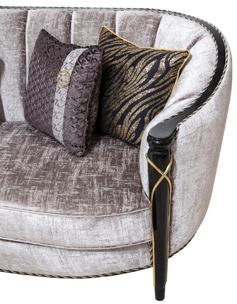 Luxury Baroque Living Room Sofa Silver / Black / Gold 245 cm