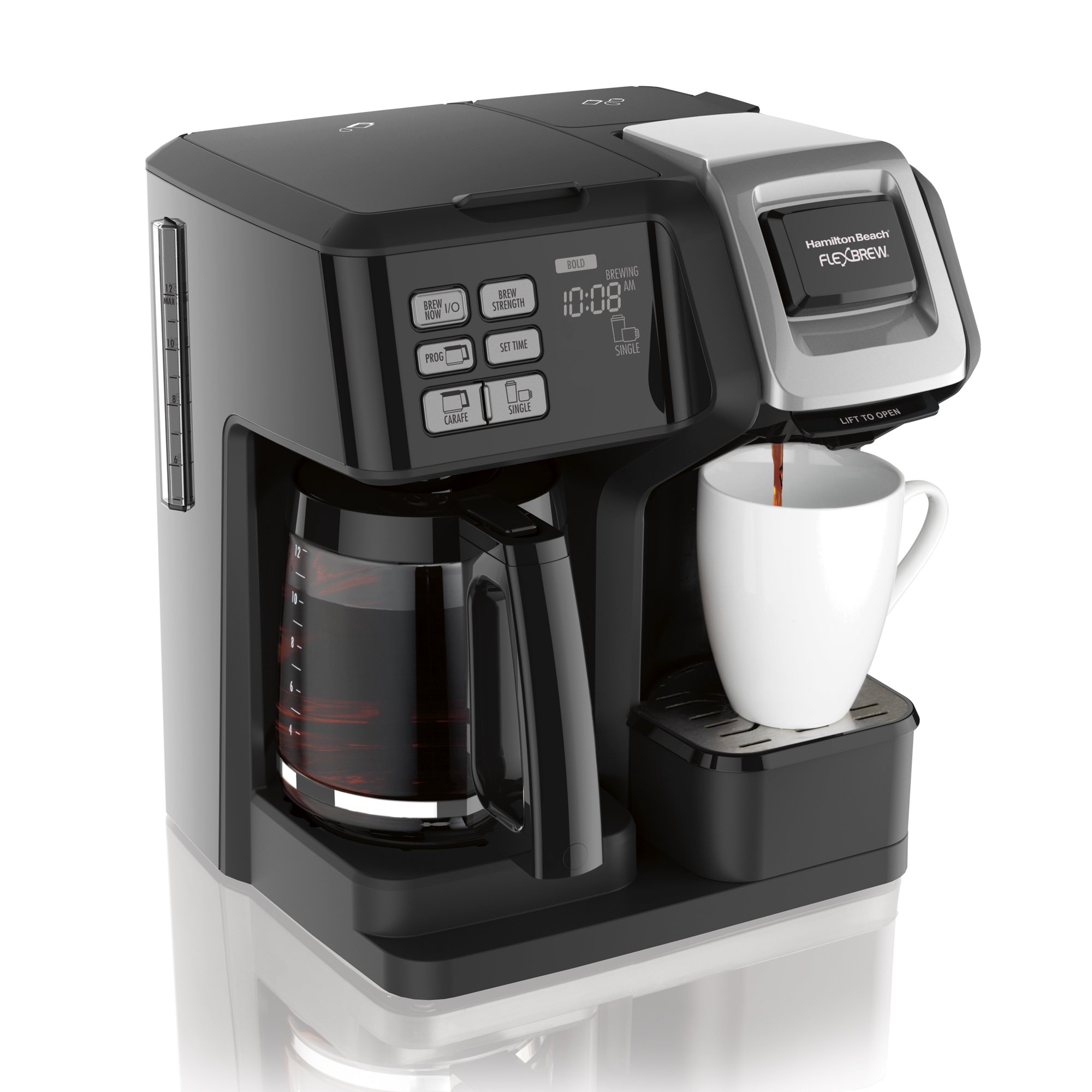 Hamilton Beach FlexBrew Trio Kaffeemaschine, Single-Serve, Schwarz & Silber, Modell 49954