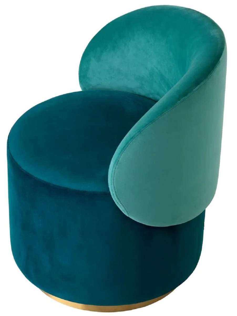 Luxury velvet dining room chair green / turquoise / brass 60 x 55 x H. 73.5 cm - swivel chair with elegant velvet fabric - dining room furniture - luxury furniture - luxury quality