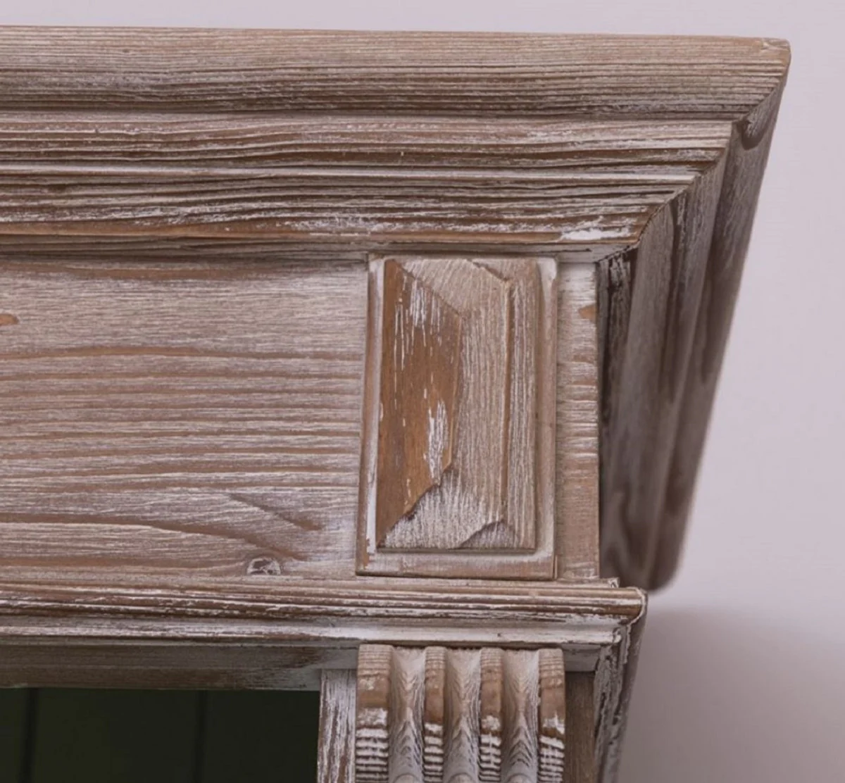 Country house style bookcase brown / green 120 x 37 x H. 197 cm - solid wood cabinet - shelf cabinet - living room cabinet - country house style furniture