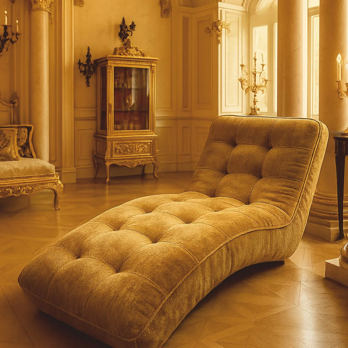 Luxury chaise longue / relax lounger gold 170 cm - luxury furniture