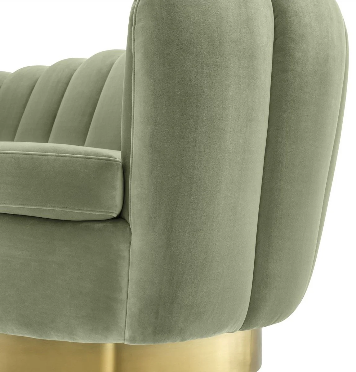 Luxury velvet sofa pistachio green / brass colored 225 x 90 x H. 80 cm - living room sofa - luxury quality