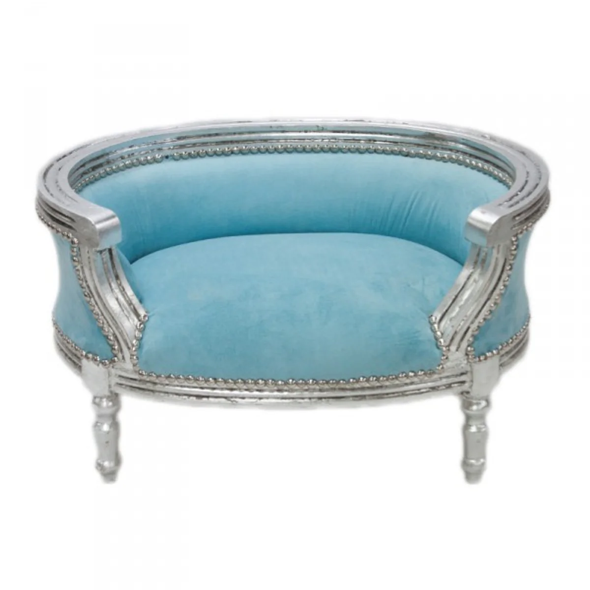 Baroque Dog & Cat Sofa Blue/Silver Dog Bed & Cat Bed