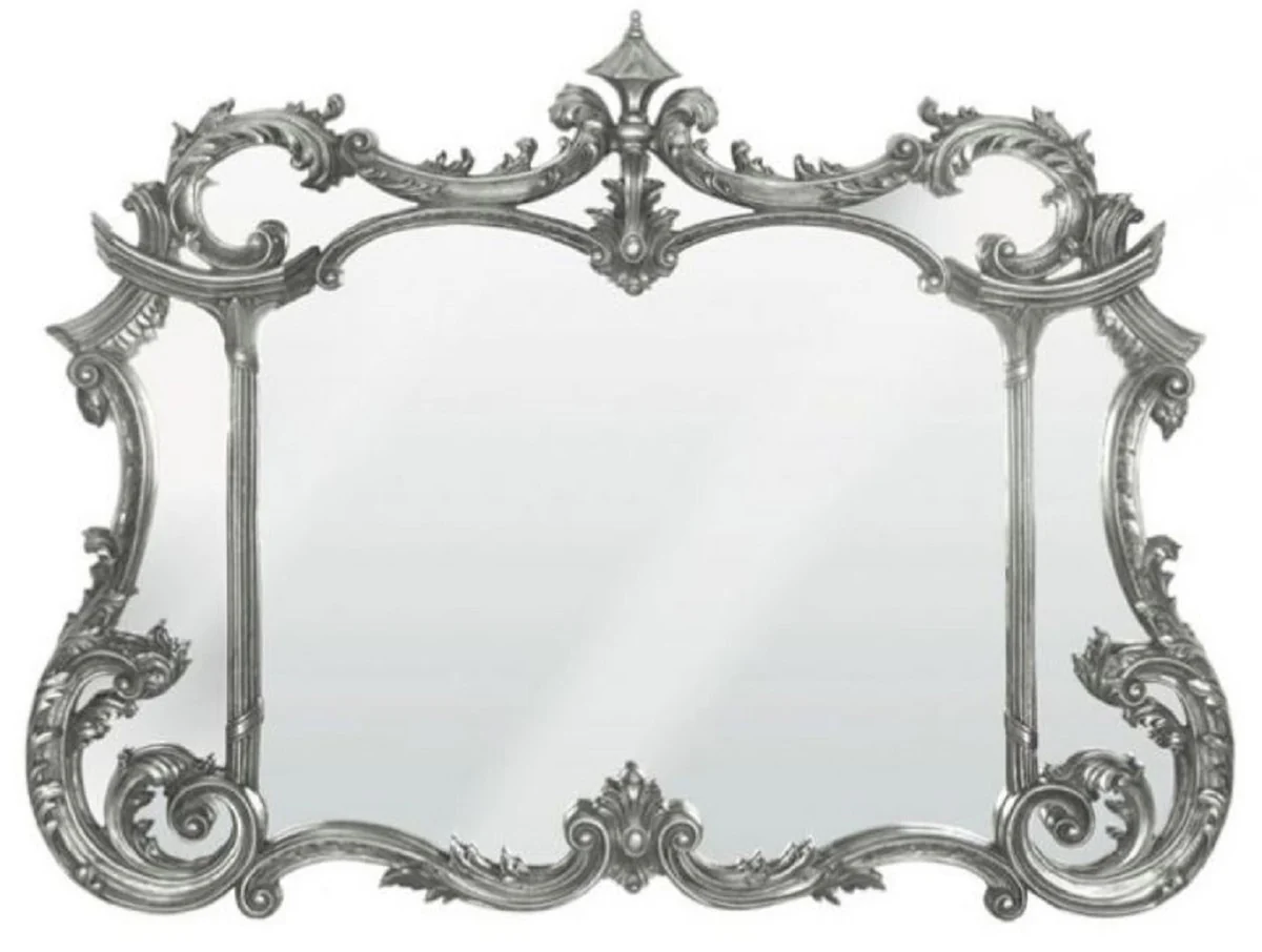 Baroque mirror antique silver 129 x H. 99 cm - Magnificent wall mirror in baroque style - Antique style wardrobe mirror - Baroque interior - Handmade baroque furniture