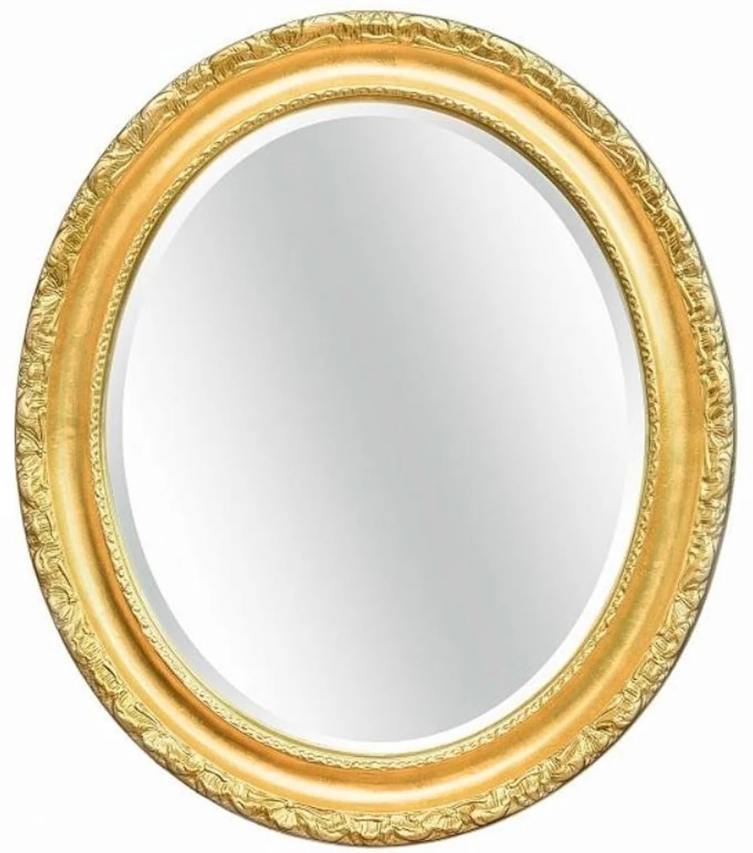 Luxury baroque mirror gold 64 x 6 x H. 84 cm - Oval wall mirror in baroque style - Baroque furniture