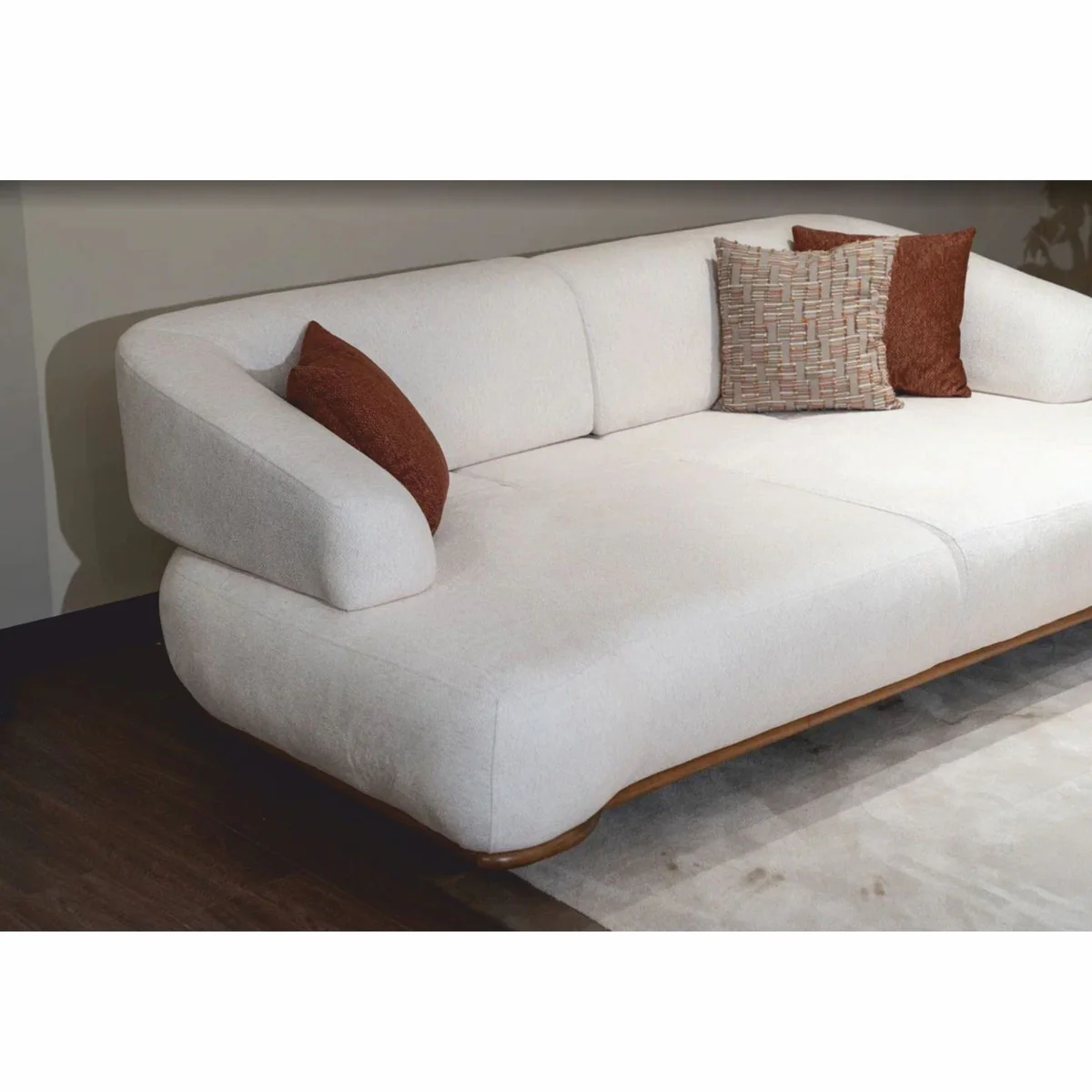 Luxury sofa with adjustable backrests white / brown 240 cm - luxury furniture