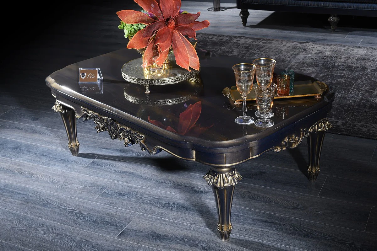 Luxury Baroque Living Room & Dining Room Set Blue / Black / Gold - Baroque Furniture