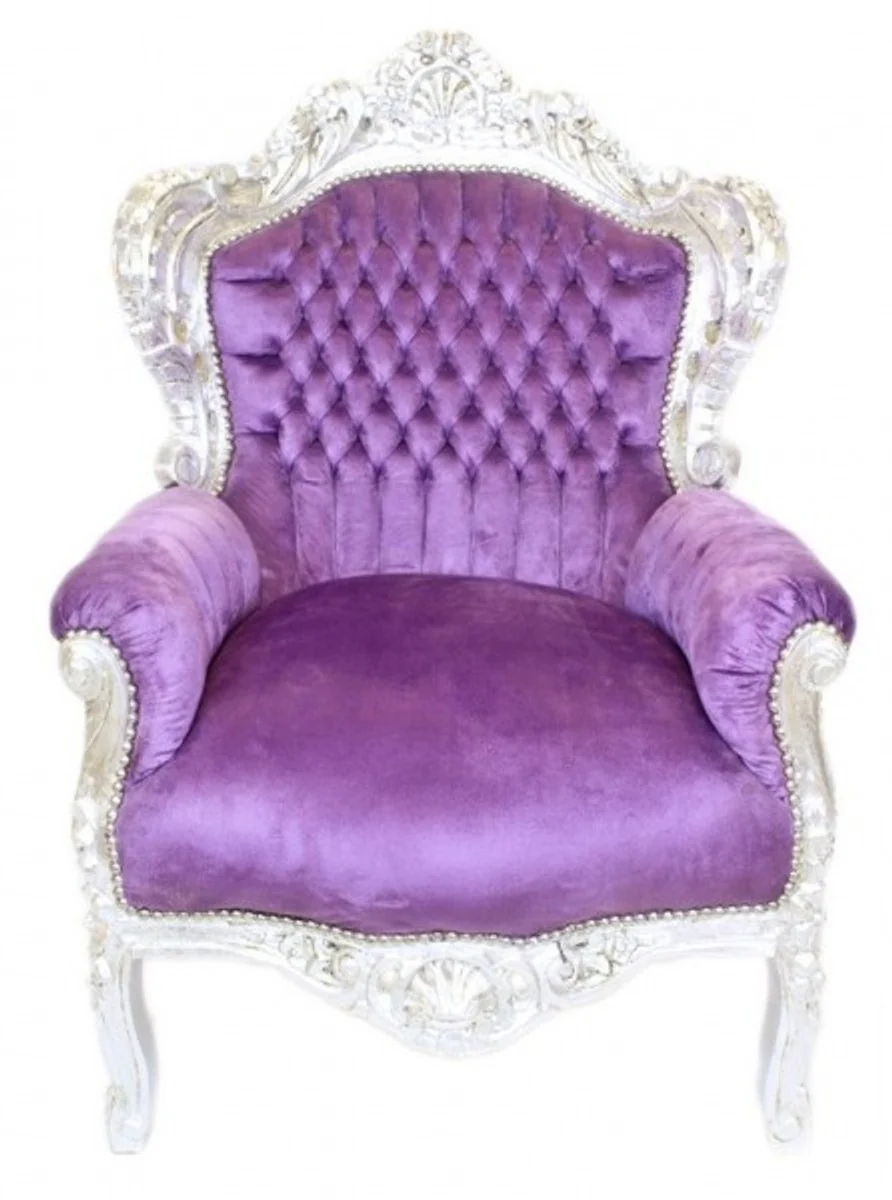 Baroque living room set King purple / silver - 2 sofa + 2 armchairs
