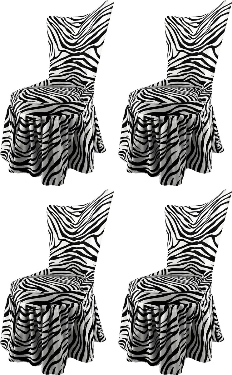 Pompöös by Luxus Baroque Castle Dining Room Chairs Zebra Black / White - Pompöös Baroque Chairs designed by Harald Glööckler - 4 Dining Room Chairs - Baroque Furniture