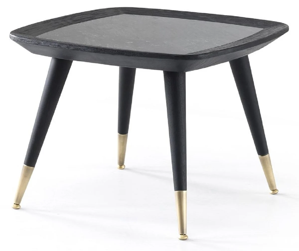Luxury side table black / green / antique brass 60 x 60 x H. 44 cm - Square table with marble top - Living room furniture - Hotel furniture - Luxury furniture
