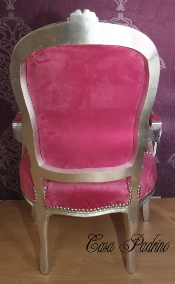 Baroque Salon Chair Pink/Silver - Baroque Antique Style Furniture
