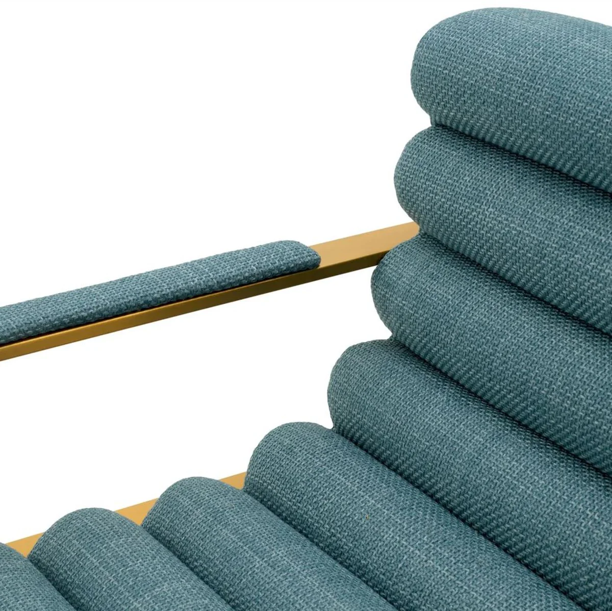 Luxury bar chair with armrests blue / brass 53.5 x 57.5 x H. 107 cm - Padded stainless steel bar stool - Bar furniture - Luxury furniture - Luxury quality