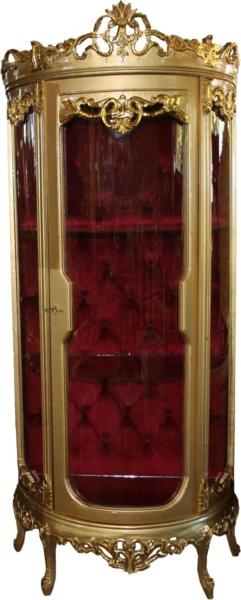 Baroque display cabinet gold / bordeaux H 205 cm, W 86 cm - display cabinet - living room cabinet glass display cabinet - antique look