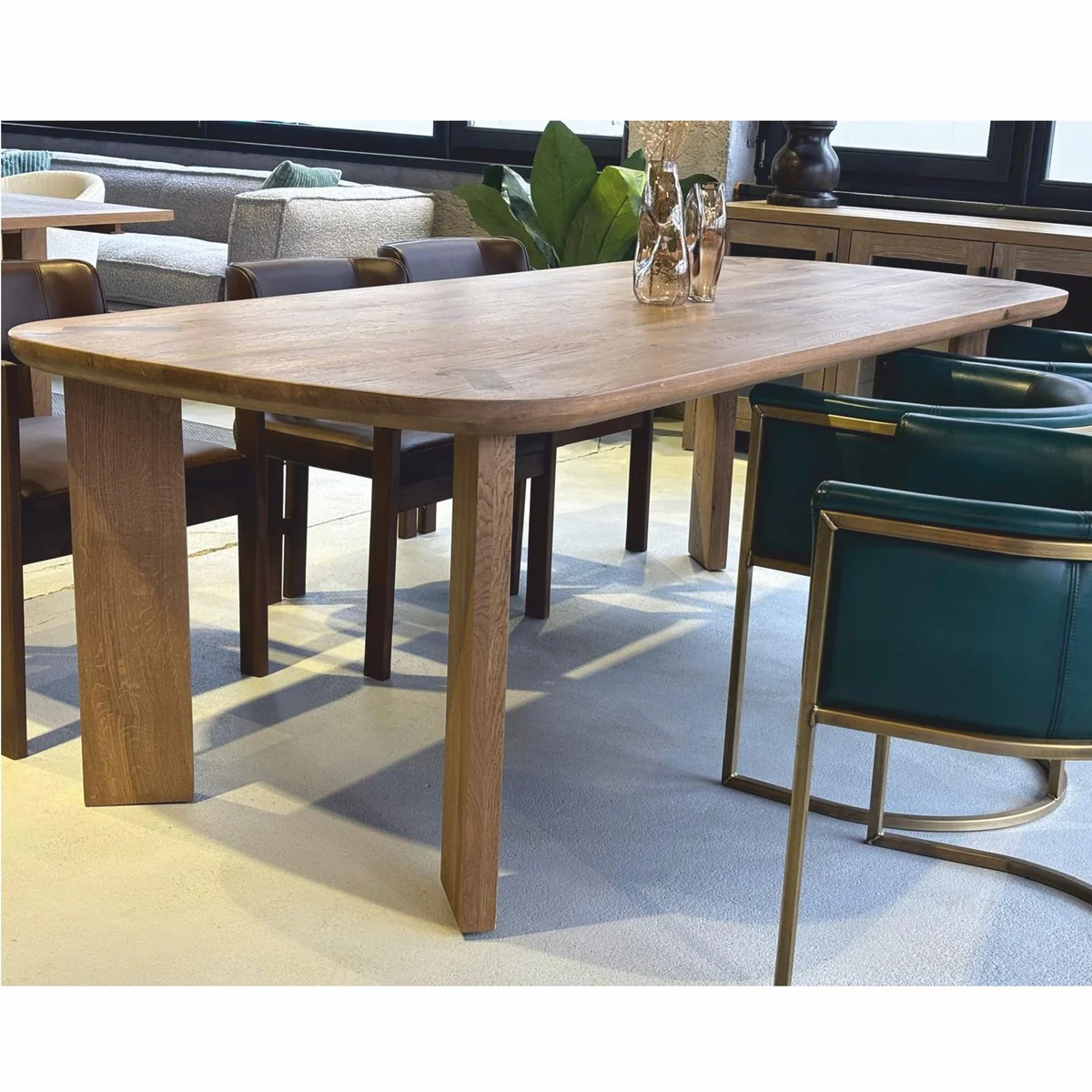 Luxury oak wood dining table brown 240 cm - dining room furniture