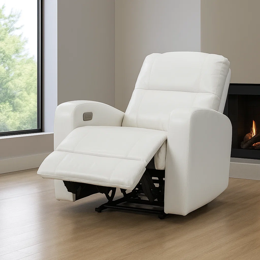 Sonnenliege, weiß, Kunstleder und Holz, geeignet fürs Wohnzimmer, 91 x 83 x 121 cm