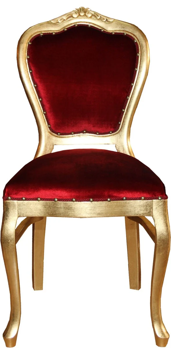 Baroque Luxury Dining Room Chair Bordeaux / Gold - Furniture