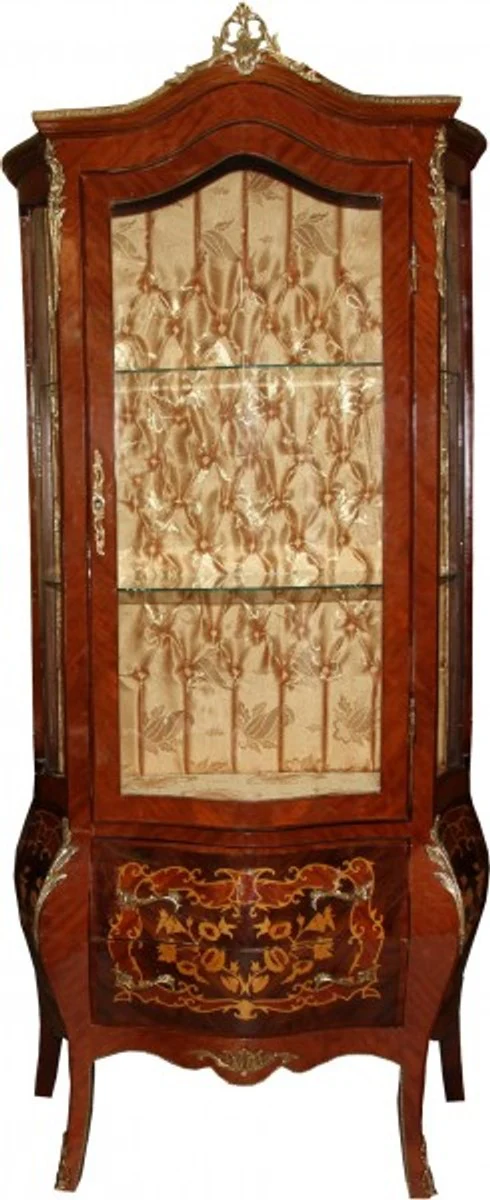 Baroque display cabinet model mahogany brown/gold H 180 cm, W 88 cm - display cabinet - living room cabinet