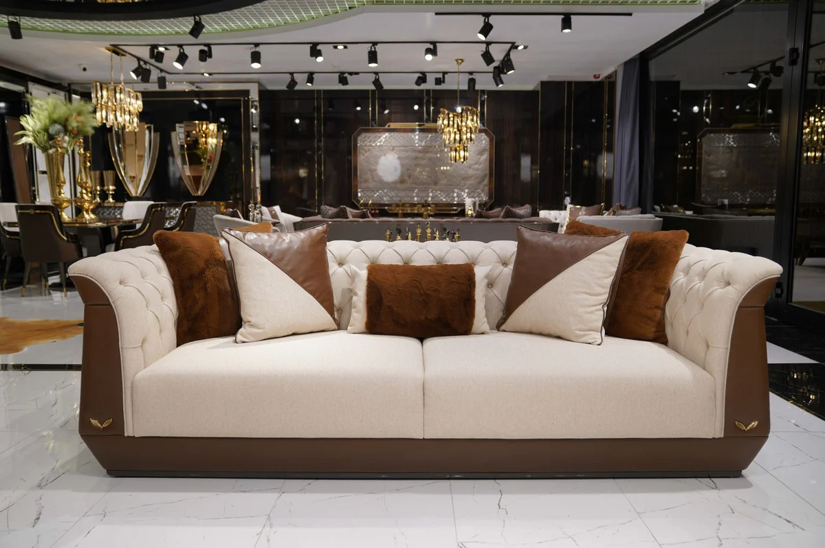 Luxury Chesterfield Sofa Natural Colors / Brown / Gray - Living Room Sofa - Hotel Sofa - Living Room Furniture - Hotel Furniture - Chesterfield Furniture - Luxury Furniture - Luxury Furnishings