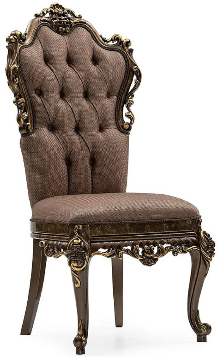 Baroque dining room chair with armrest beige / white / silver - designer chair - luxury quality