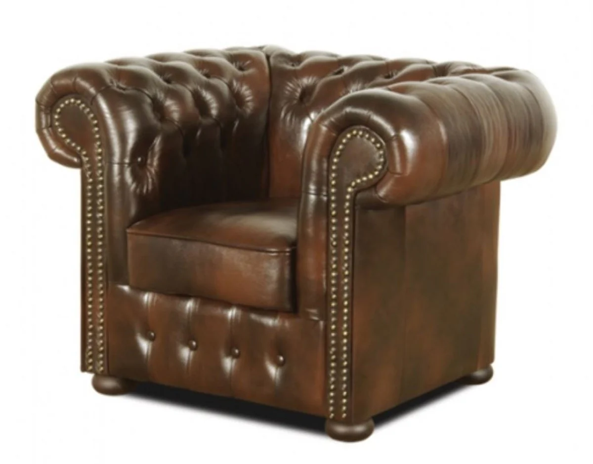 Real leather armchair dark brown 110 x 90 x H. 78 cm - luxury quality