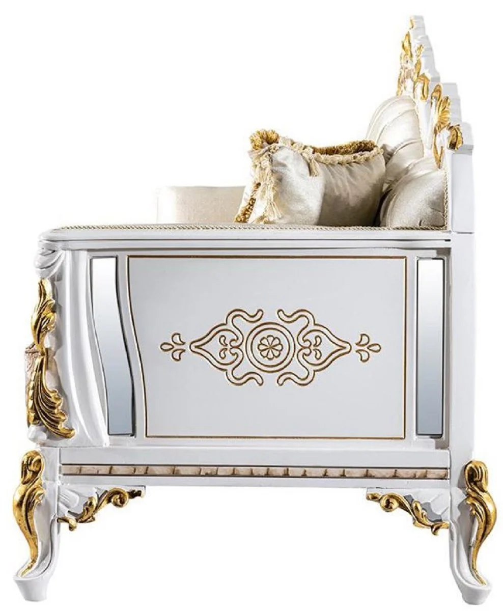 Luxury baroque sofa gold / silver / brown / white / gold - magnificent living room sofa with glittering stones - baroque style living room furniture - luxury furniture in baroque style - baroque furnishings