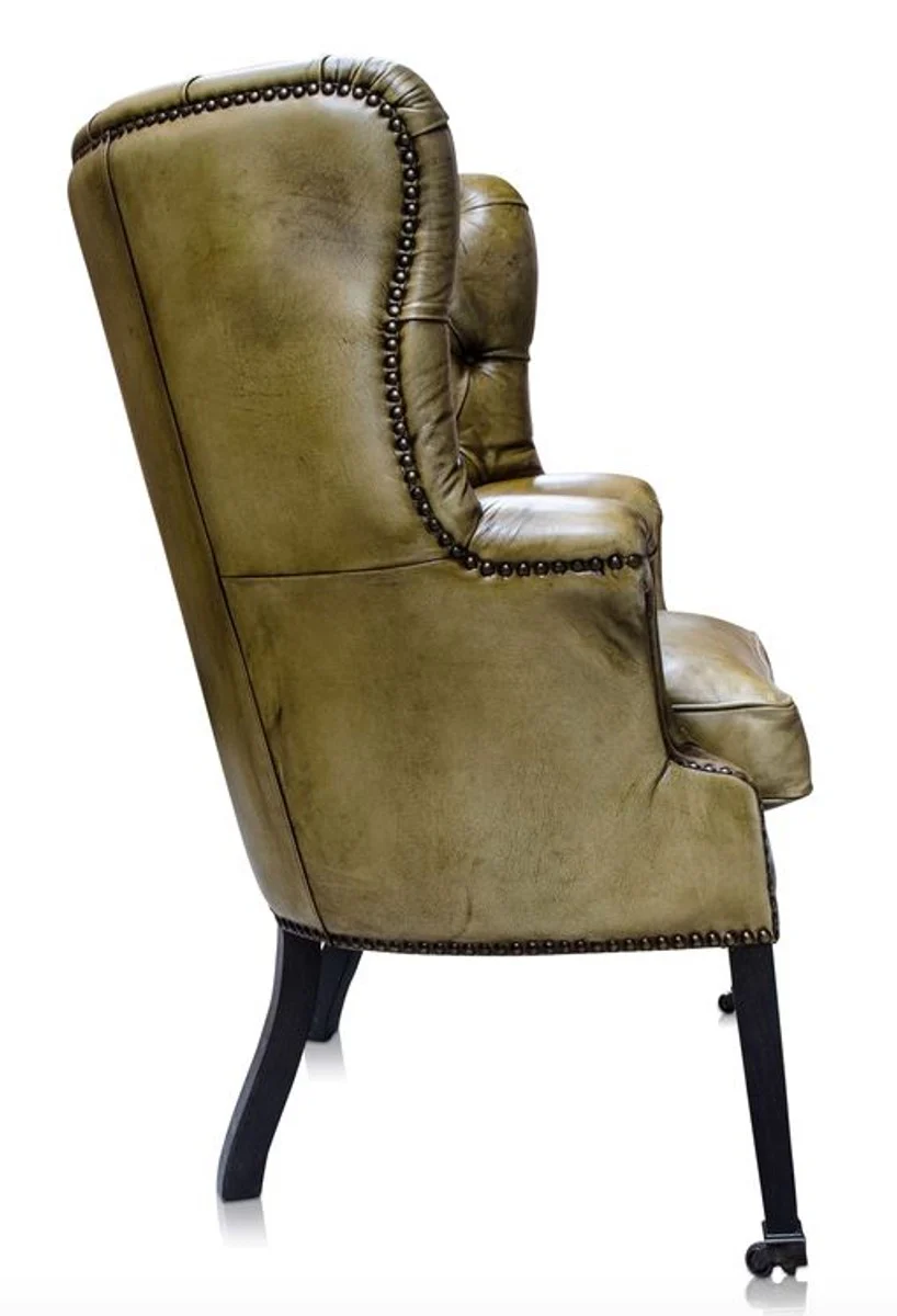 Luxury genuine leather armchair yellow / black 84 x 85 x H. 112 cm - luxury hotel furniture