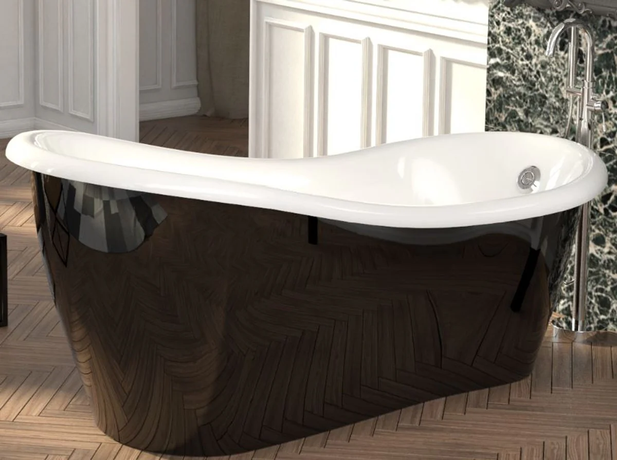 Luxury Art Nouveau bathtub black / white 170 x 80 x H. 70.5 cm - freestanding retro antique bathtub - bathroom furniture