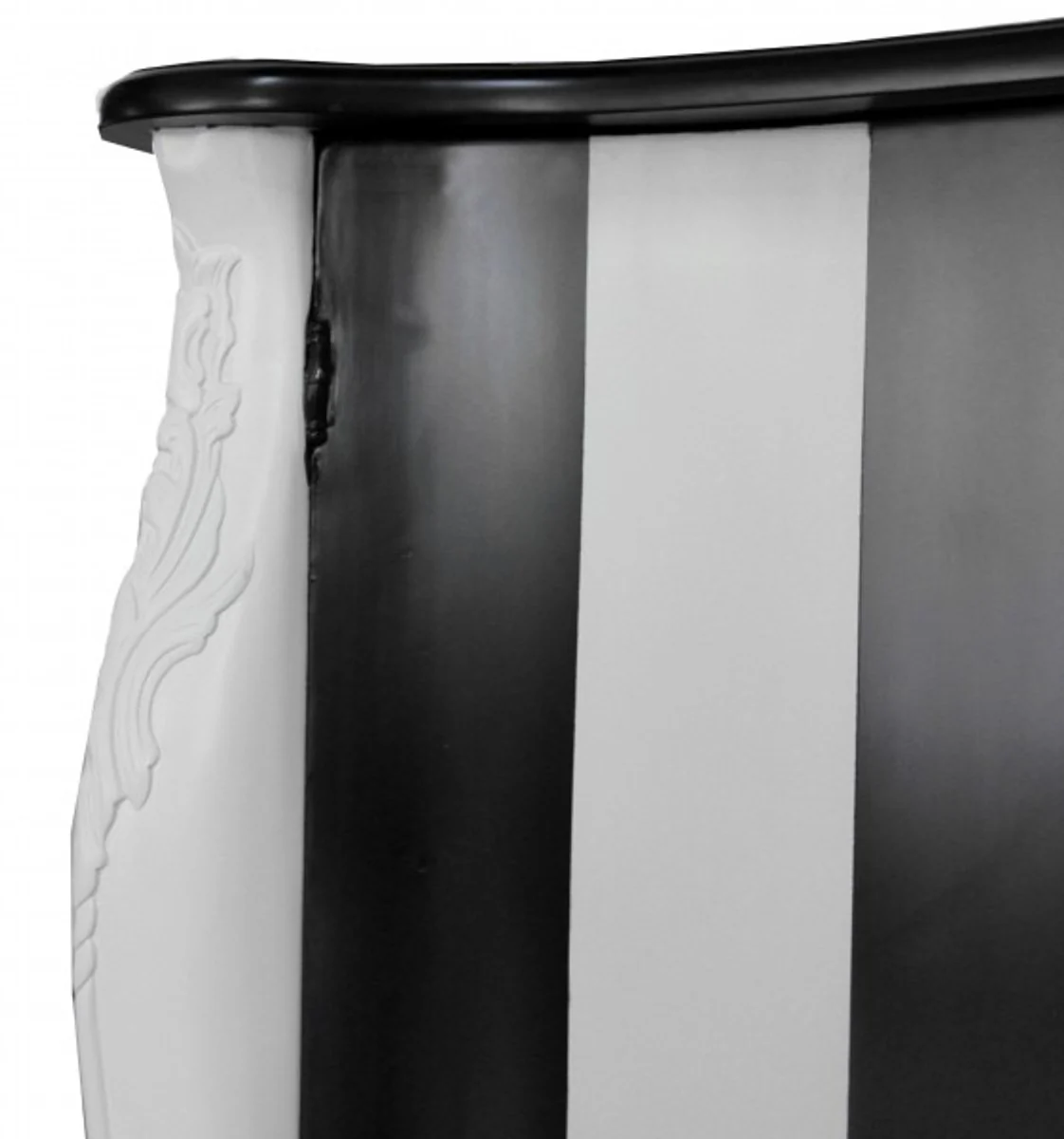 Baroque chest of drawers black/white stripes 120cm Mod - antique style furniture