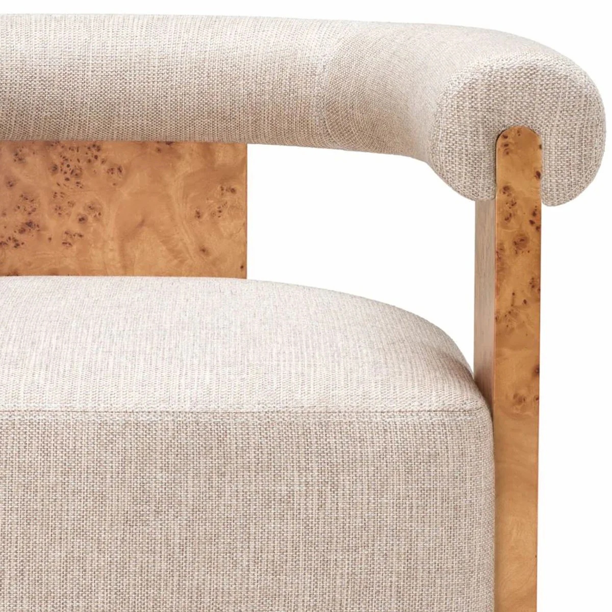 Luxury dining room chair with armrests natural color / light brown