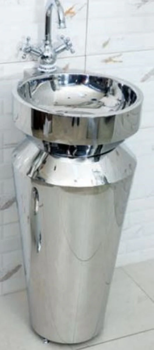 Luxury stainless steel washbasin silver 40 x H. 86 cm - Silver bathroom furniture - Hotel & Restaurant Collection - Luxury quality