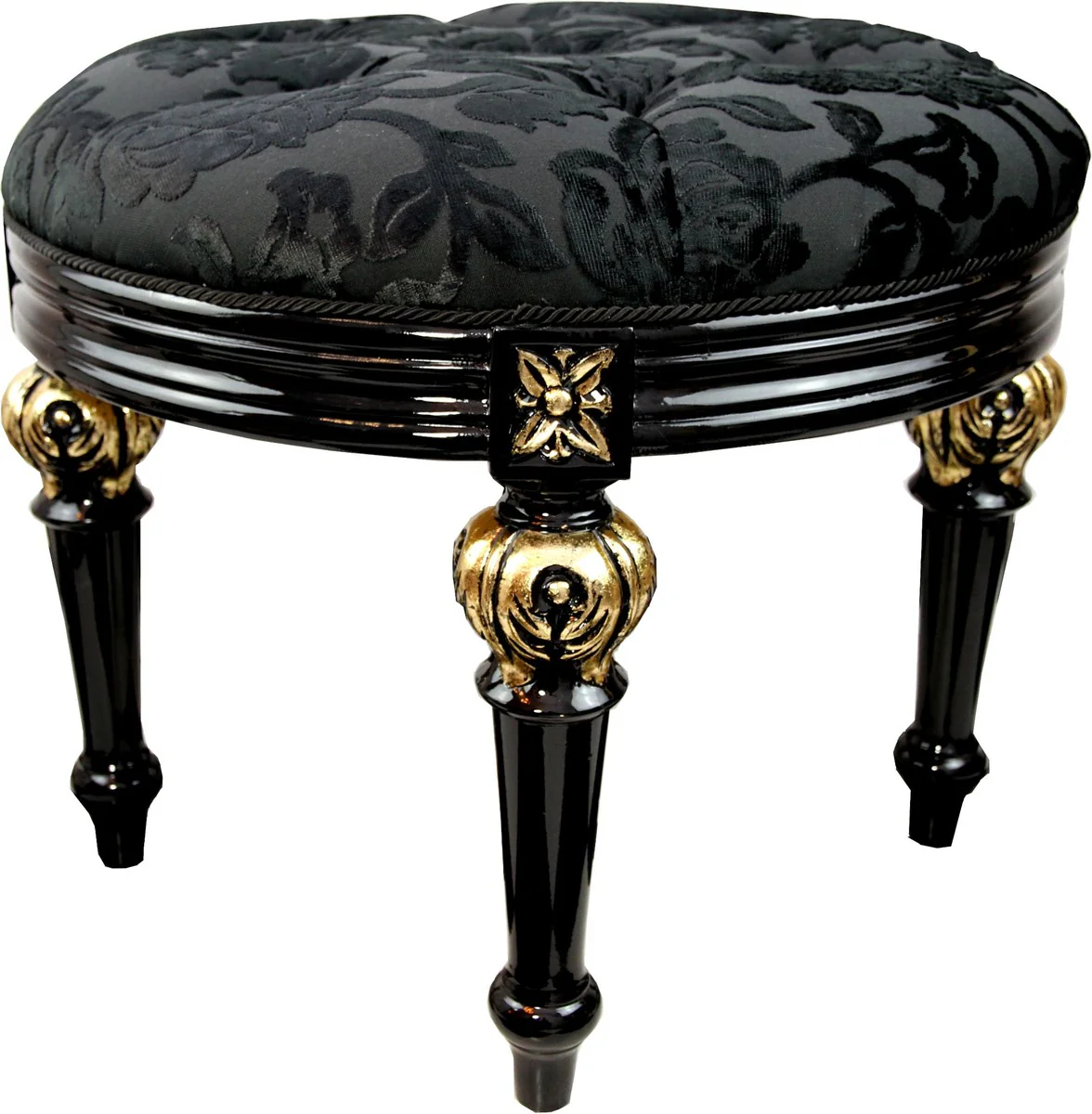 Pompöös by Luxury Baroque Stool Black Round Pattern / Gold - Pompööser Baroque Stool designed by Harald Glööckler