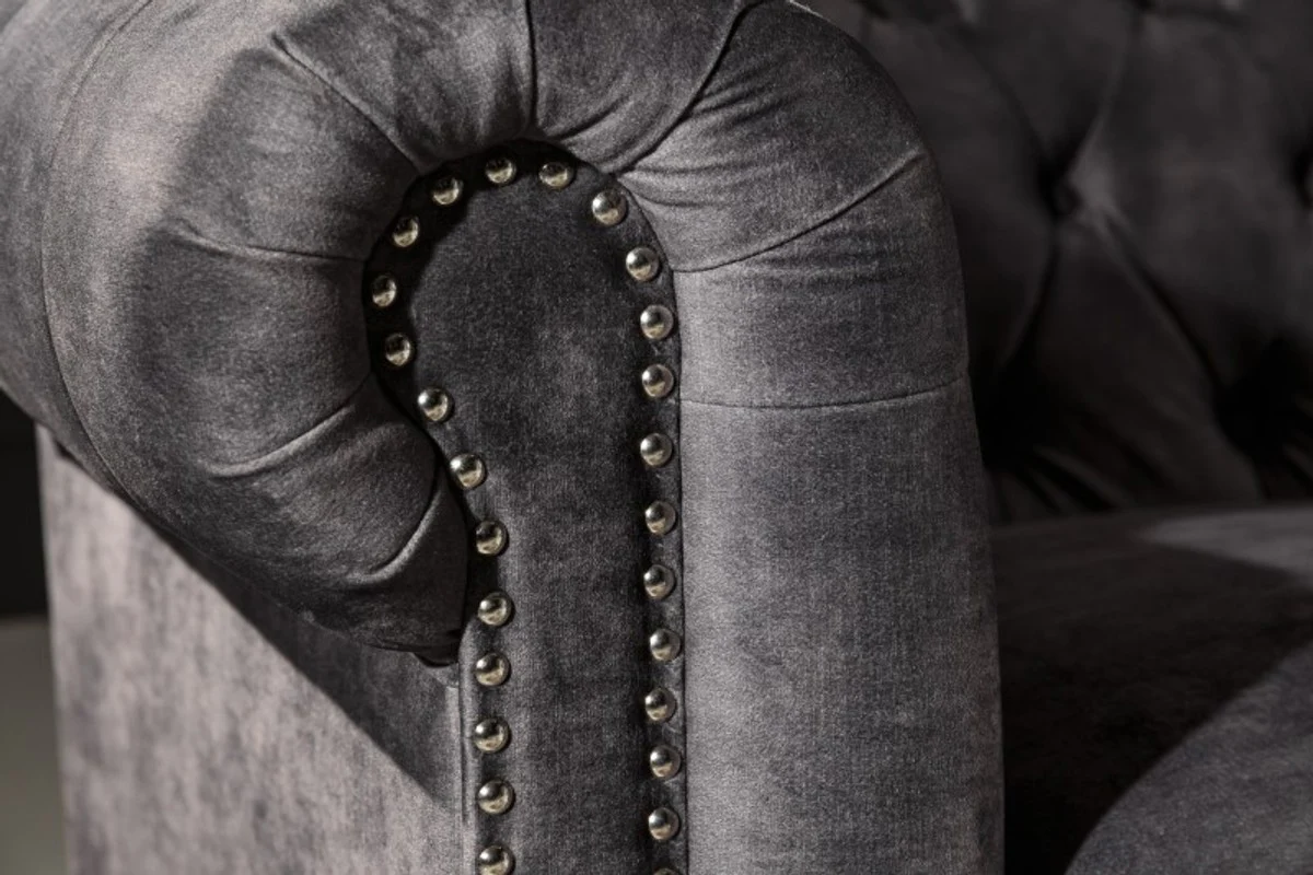 Chesterfield 3er Sofa in Grau / Braun 205 x 73 x H. 85 cm - Designer Chesterfield Sofa