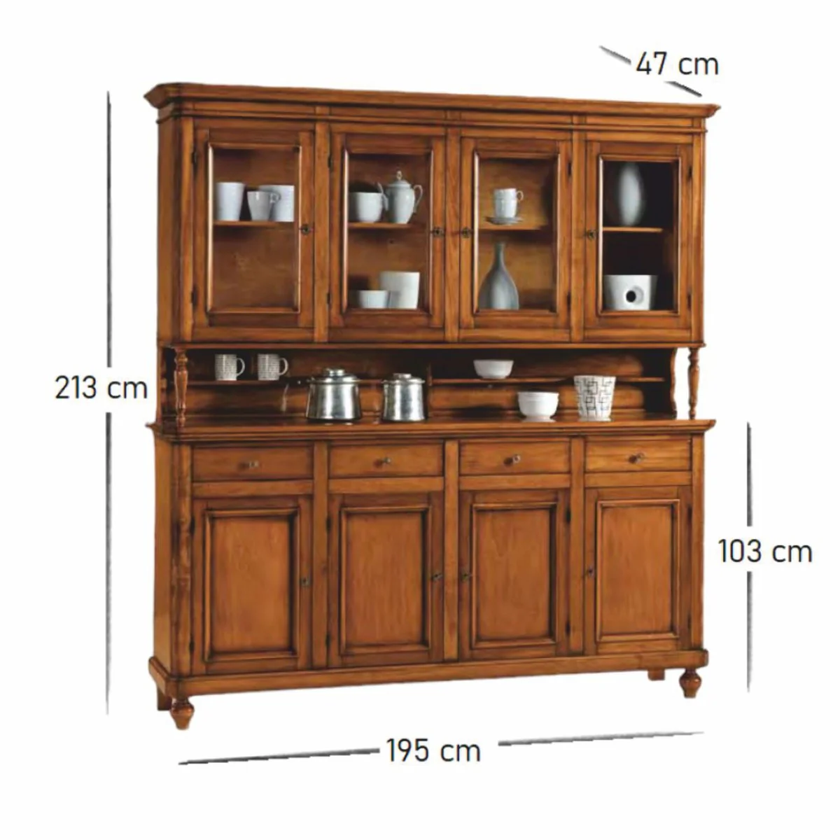 Country house style dining room cabinet brown 195 x 47 x H. 213 cm - Dining room furniture