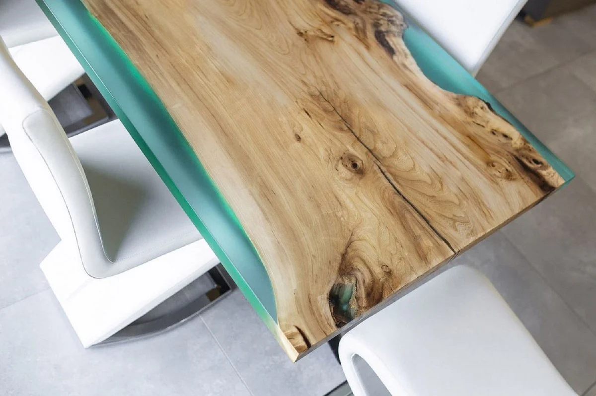 Luxury dining table natural / brown / green 200 cm