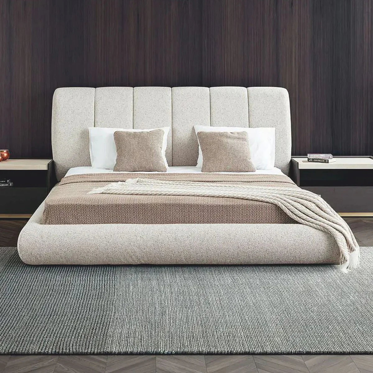 Luxury double bed light gray 180x200 cm - Bedroom & Hotel Furniture