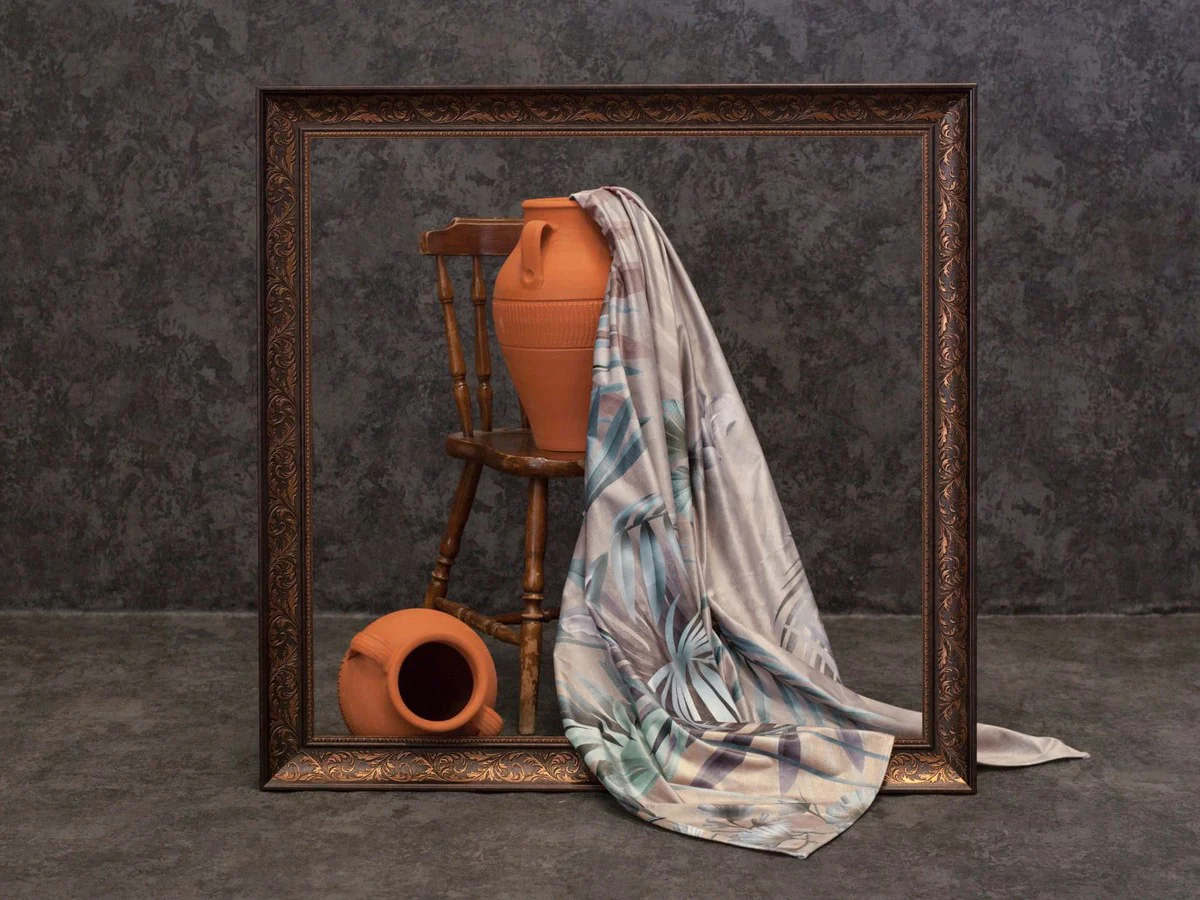 Luxury Curtain Set Plants & Birds Multicolored 250 x H. 290 cm - Printed Linen & Velvet Curtains - Eyelet Curtains - Sliding Curtains - Luxury Collection