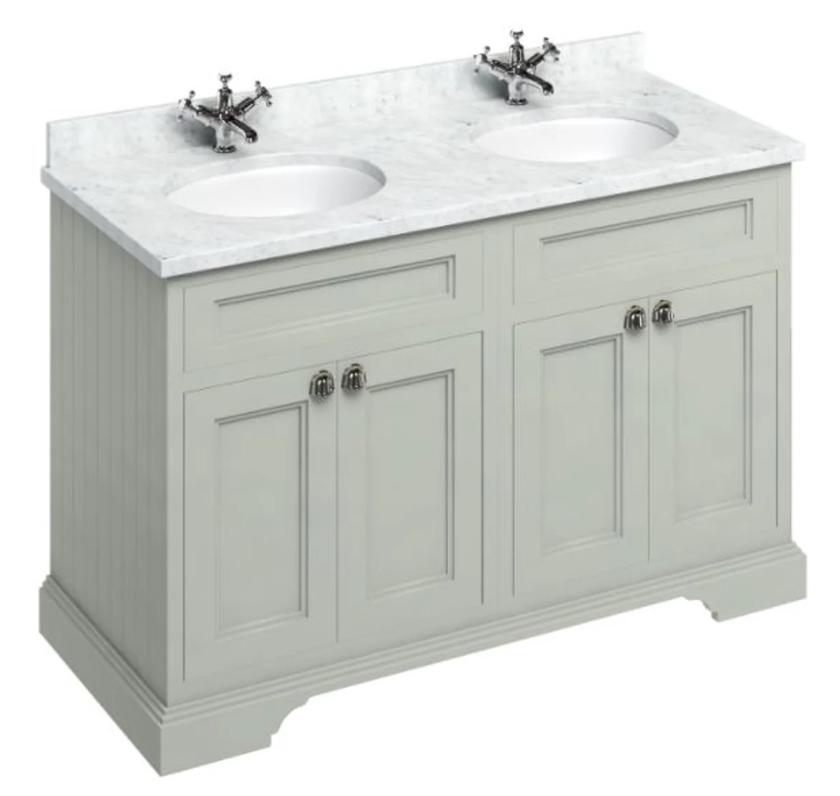 Double washbasin with marble top and 4 doors - antique style washbasin