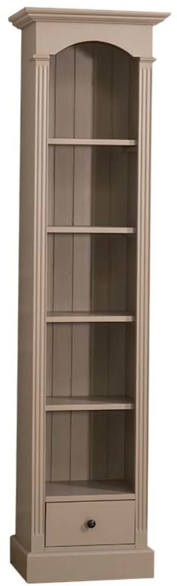 Country house style shelf cabinet beige 50 x 33 x H. 190 cm - solid wood cabinet with 4 shelves and drawer - country house style furniture